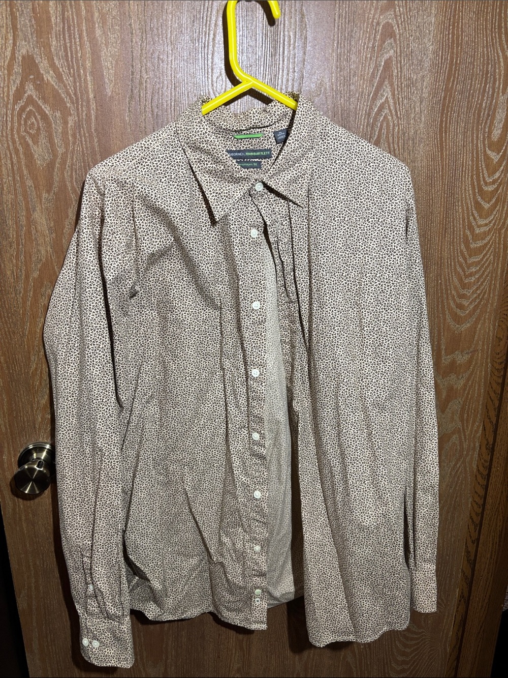 Claiborne Beige Microprint Long-Sleeve Dress Shirt